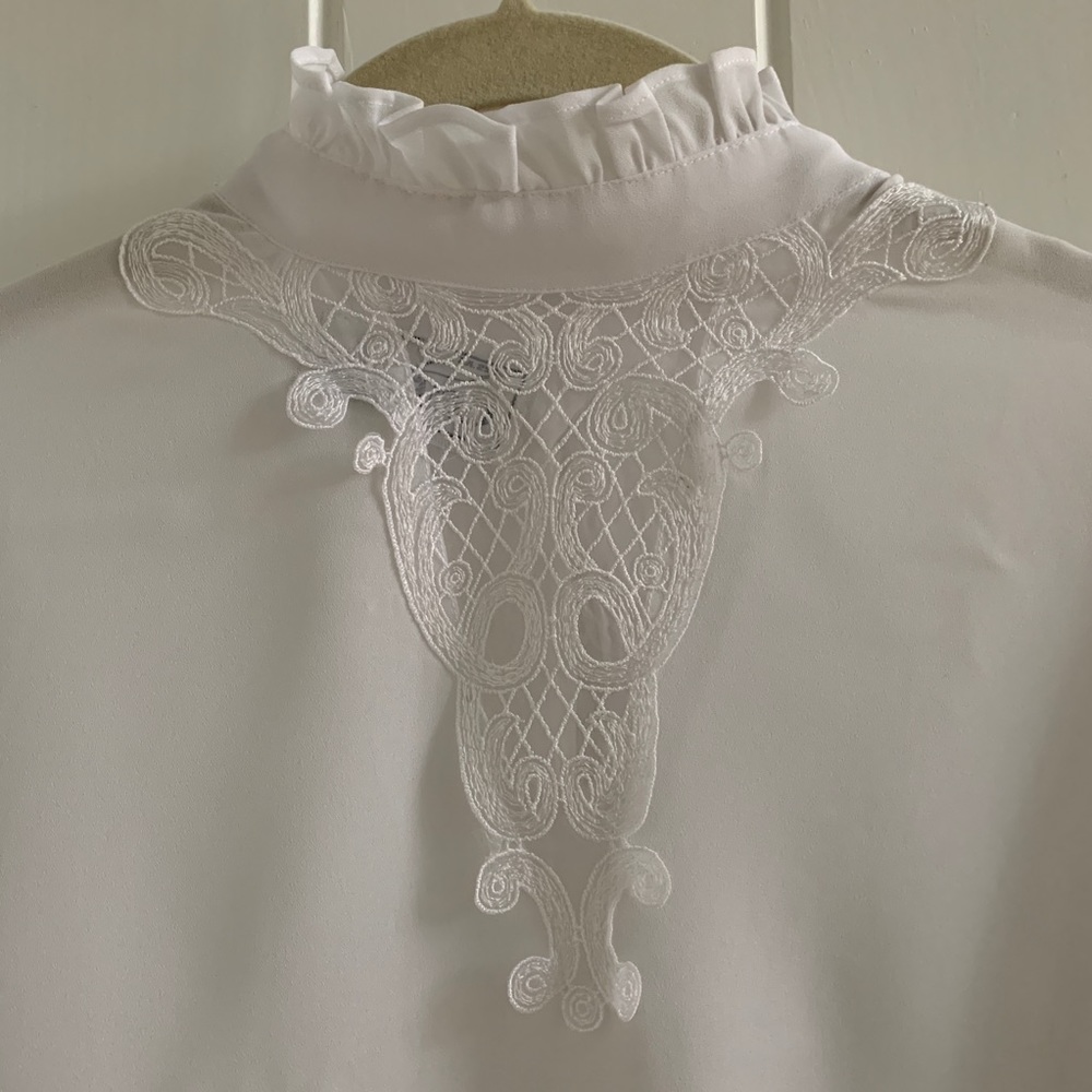 Vintage Sheer Victorian Style High Neck Blouse - S